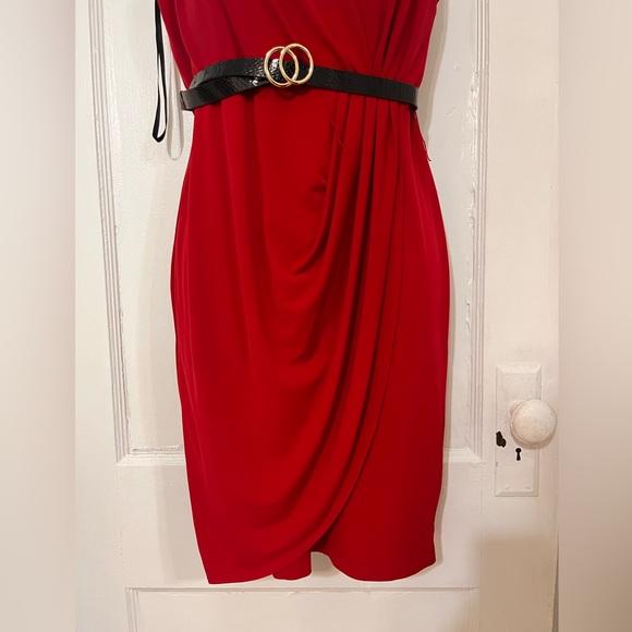 CALVIN KLEIN BELTED WRAP STYLE SLEEVELESS DRESS - Picture 3 of 6